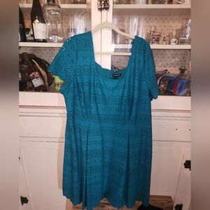 Teal Eyelet Dress